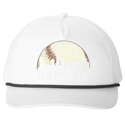 Houston Skyline Baseball Game Vintage Snapback Five-Panel Rope Hat