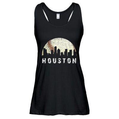 Houston Skyline Baseball Game Vintage Ladies Essential Flowy Tank