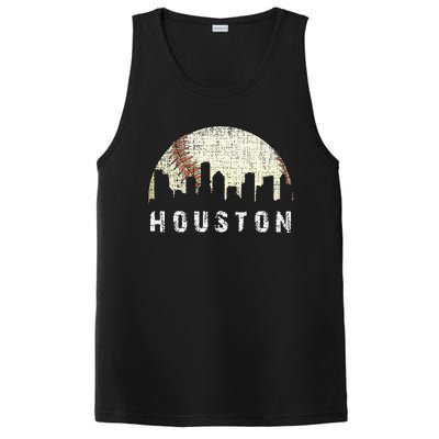 Houston Skyline Baseball Game Vintage PosiCharge Competitor Tank