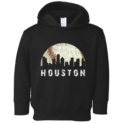 Houston Skyline Baseball Game Vintage Toddler Hoodie