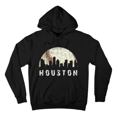 Houston Skyline Baseball Game Vintage Tall Hoodie