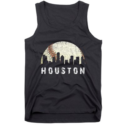 Houston Skyline Baseball Game Vintage Tank Top