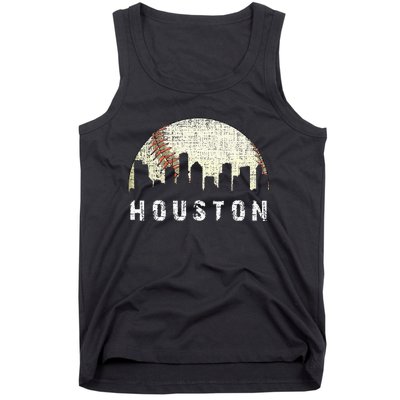 Houston Skyline Baseball Game Vintage Tank Top