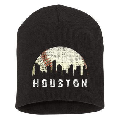 Houston Skyline Baseball Game Vintage Short Acrylic Beanie