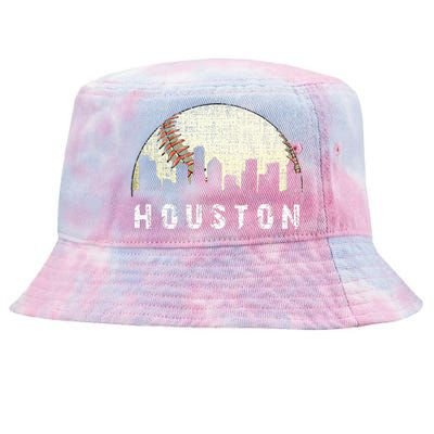 Houston Skyline Baseball Game Vintage Tie-Dyed Bucket Hat