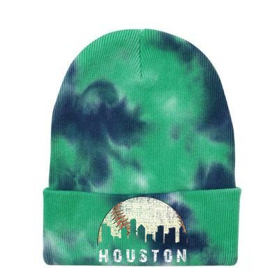 Houston Skyline Baseball Game Vintage Tie Dye 12in Knit Beanie