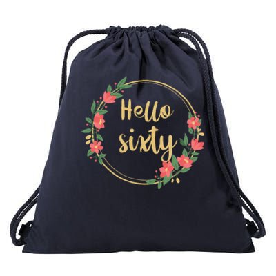 Hello Sixtys Born In 1963 60th Birthday Floral Desig Drawstring Bag