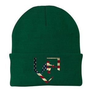 High School Baseball Catcher Gear American Flag Gift Sports Knit Cap Winter Beanie