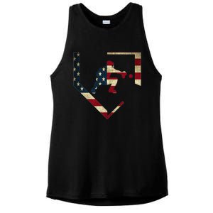 High School Baseball Catcher Gear American Flag Gift Sports Ladies PosiCharge Tri-Blend Wicking Tank