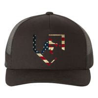 High School Baseball Catcher Gear American Flag Gift Sports Yupoong Adult 5-Panel Trucker Hat