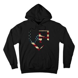 High School Baseball Catcher Gear American Flag Gift Sports Hoodie