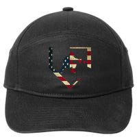 High School Baseball Catcher Gear American Flag Gift Sports 7-Panel Snapback Hat