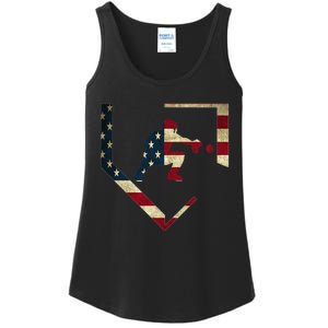 High School Baseball Catcher Gear American Flag Gift Sports Ladies Essential Tank