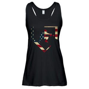 High School Baseball Catcher Gear American Flag Gift Sports Ladies Essential Flowy Tank