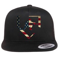 High School Baseball Catcher Gear American Flag Gift Sports Flat Bill Trucker Hat