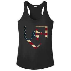 High School Baseball Catcher Gear American Flag Gift Sports Ladies PosiCharge Competitor Racerback Tank