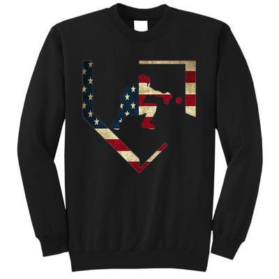 High School Baseball Catcher Gear American Flag Gift Sports Tall Sweatshirt