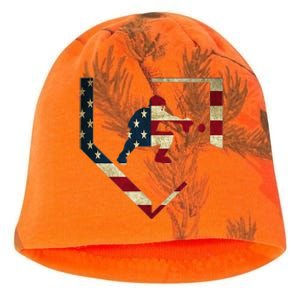 High School Baseball Catcher Gear American Flag Gift Sports Kati - Camo Knit Beanie