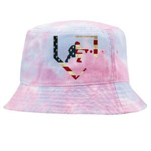 High School Baseball Catcher Gear American Flag Gift Sports Tie-Dyed Bucket Hat