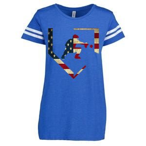 High School Baseball Catcher Gear American Flag Gift Sports Enza Ladies Jersey Football T-Shirt