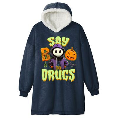 Halloween Say Boo To Drugs Hooded Wearable Blanket