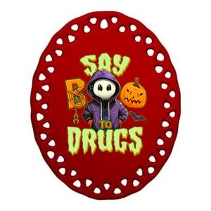 Halloween Say Boo To Drugs Ceramic Oval Ornament