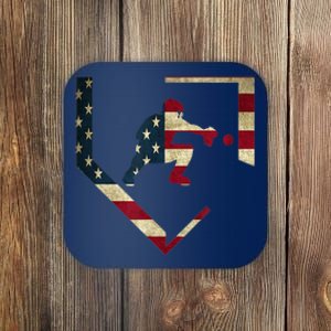 High School Baseball Catcher Gear American Flag Gift Sports Coaster