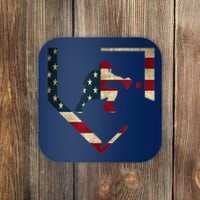 High School Baseball Catcher Gear American Flag Gift Sports Coaster