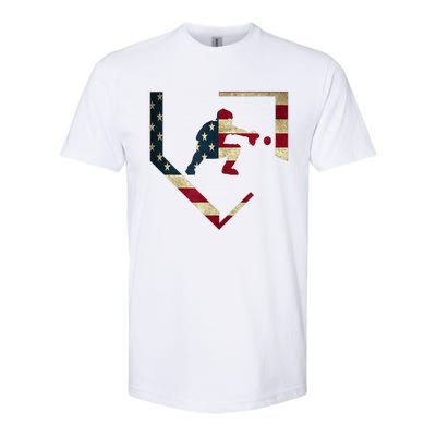 High School Baseball Catcher Gear American Flag Gift Sports Softstyle® CVC T-Shirt