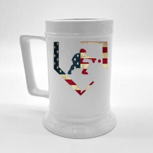 High School Baseball Catcher Gear American Flag Gift Sports Beer Stein