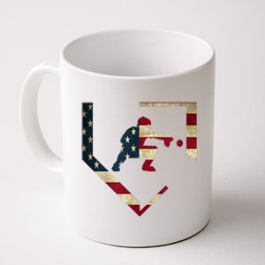 High School Baseball Catcher Gear American Flag Gift Sports Coffee Mug