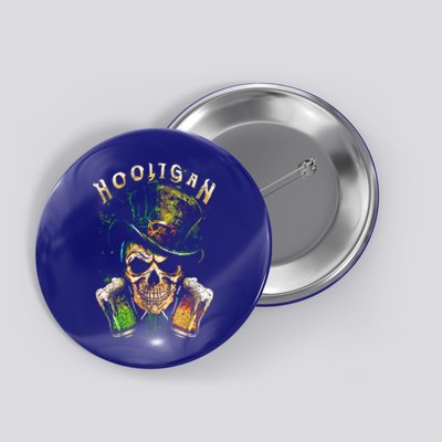 Hooligan Skull Beer Irish Gift Button