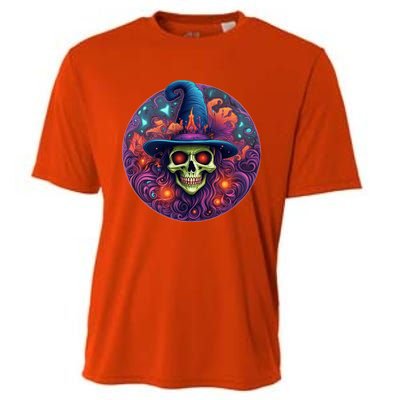 Halloween Scary Bony Green Witch Face Trick Treat Gift Cooling Performance Crew T-Shirt