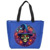 Halloween Scary Bony Green Witch Face Trick Treat Gift Zip Tote Bag