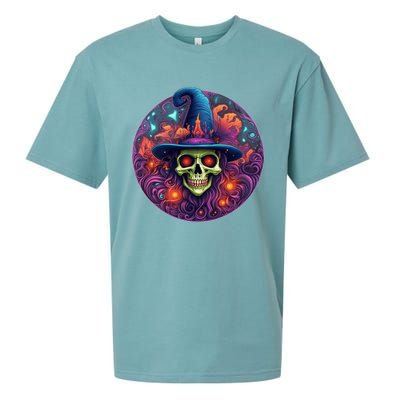 Halloween Scary Bony Green Witch Face Trick Treat Gift Sueded Cloud Jersey T-Shirt