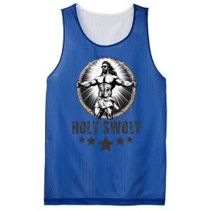 Holy Swoly Bodybuilding Jesus Fitness Funny Gym Mesh Reversible Basketball Jersey Tank