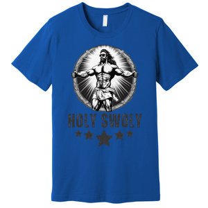 Holy Swoly Bodybuilding Jesus Fitness Funny Gym Premium T-Shirt