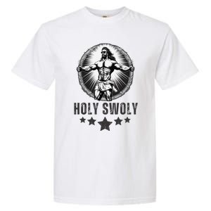 Holy Swoly Bodybuilding Jesus Fitness Funny Gym Garment-Dyed Heavyweight T-Shirt