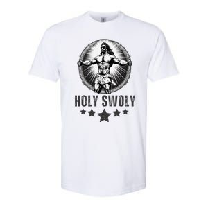 Holy Swoly Bodybuilding Jesus Fitness Funny Gym Softstyle CVC T-Shirt