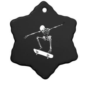 Halloween Skateboard Boy Skateboarding Skeleton Ceramic Star Ornament