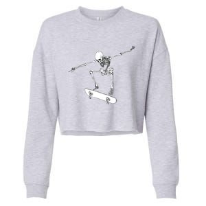 Halloween Skateboard Boy Skateboarding Skeleton Cropped Pullover Crew