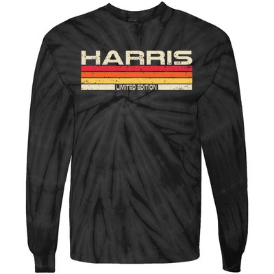 Harris Surname Birthday Family Reunion 80s 90s Sunset Tie-Dye Long Sleeve Shirt