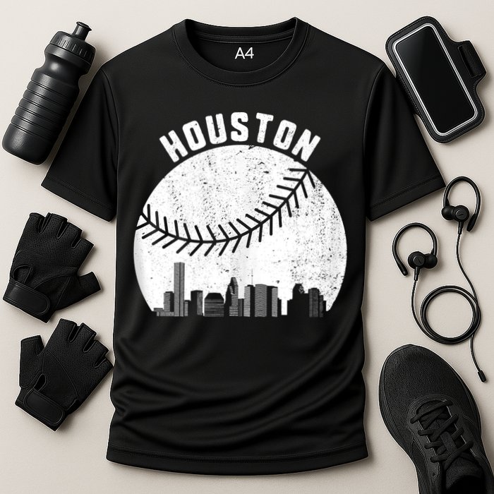 Houston Skyline Baseball Fan Vintage Texas Baseball Houston Performance Shirt