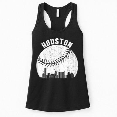 Houston Skyline Baseball Fan Vintage Texas Baseball Houston Womens Tank Top
