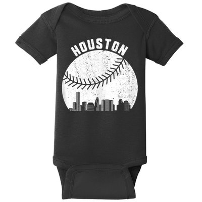 Houston Skyline Baseball Fan Vintage Texas Baseball Houston Baby Bodysuit