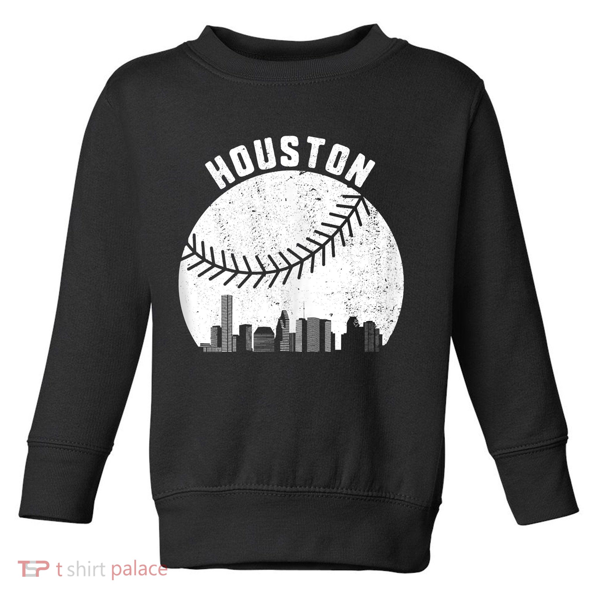 Houston Skyline Baseball Fan Vintage Texas Baseball Houston Toddler Sweatshirt