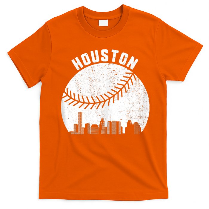 Houston Skyline Baseball Fan Vintage Texas Baseball Houston T-Shirt