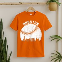 Houston Skyline Baseball Fan Vintage Texas Baseball Houston T-Shirt