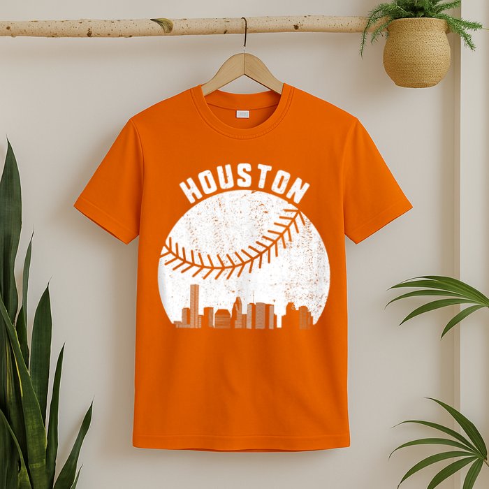 Houston Skyline Baseball Fan Vintage Texas Baseball Houston T-Shirt