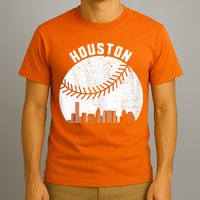 Houston Skyline Baseball Fan Vintage Texas Baseball Houston T-Shirt